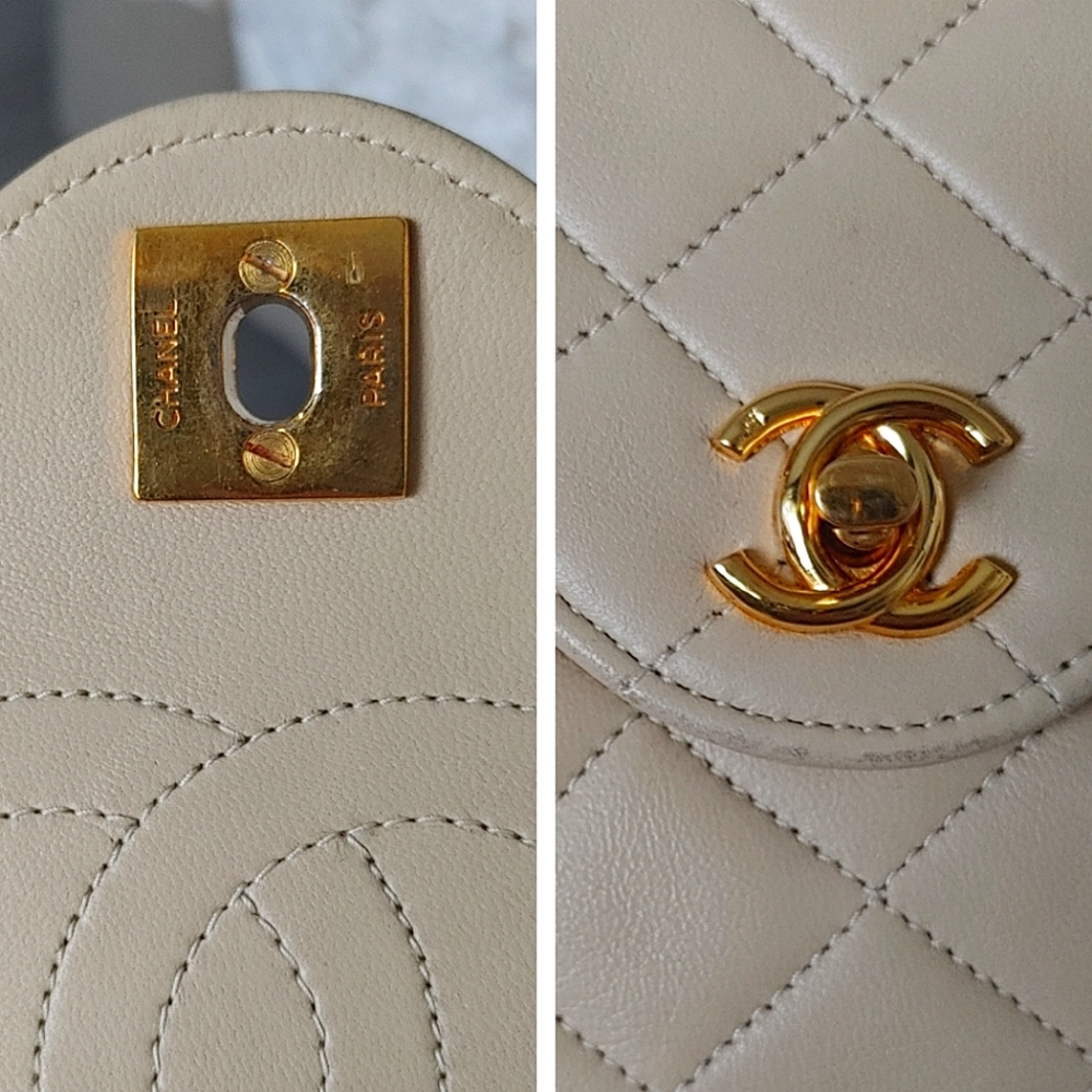 Chanel Beige Classic Quilted Matelasse Lambskin Bag - Picture 14 of 17
